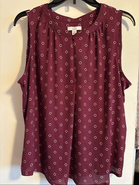 croft & barrow Sleeveless Burgundy Dot Camisole